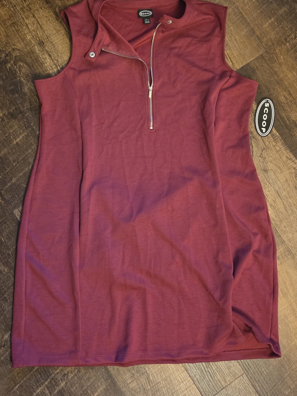 Scoop Sleeveless Zip Front  Scubaknit Moto Dress XL